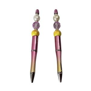Pink & Yellow Ombre Beaded Handmade Pen